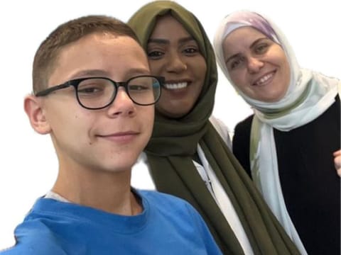 (from left) Diabetes Heroes members; Hashem with Dr Amani Taha Osman, and his mother Miran Sami Maabreh
