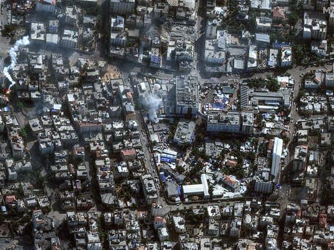Al Shifa hospital and surroundings in Gaza City.