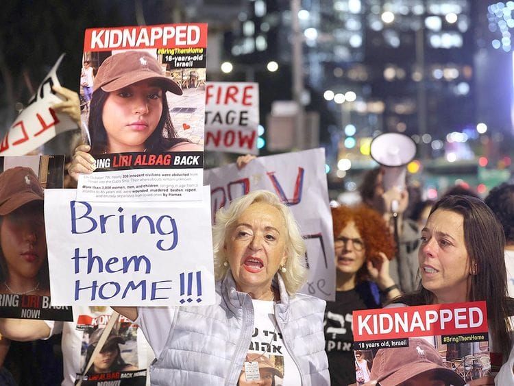 Relatives and supporters of hostages held in Gaza 