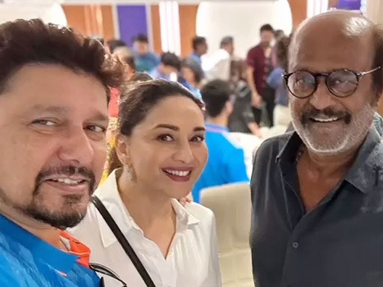 Dr. Nene, Madhur Dixit and Rajnikant  
