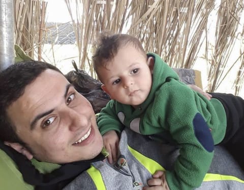 This April 21, 2023 photo provided by Ahmad Al Naouq shows a selfie with his nephew Abdullah Al Naouq, right, in Deir Al Balah, Gaza.  