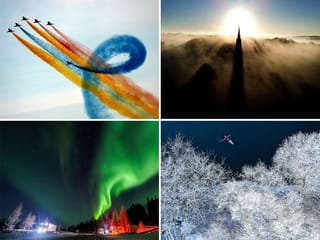 Winter swimming, stunning fly-past, northern lights and more: Top 10 pictures of the week from around