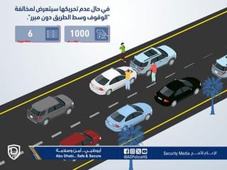 Abu Dhabi Police: Dh1,000 fine, six black points for unjustified road stoppage