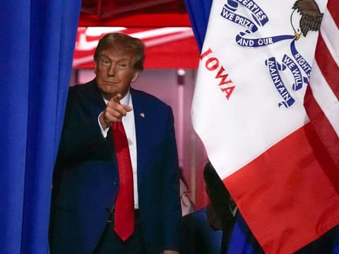 Republican presidential candidate and former President Donald Trump speaks during a rally on November 18, 2023, in Fort Dodge, Iowa.  