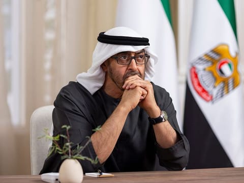 Sheikh Mohamed bin Zayed Al Nahyan attends a virtual BRICS Summit on Tuesday to discuss the situation in Gaza. 