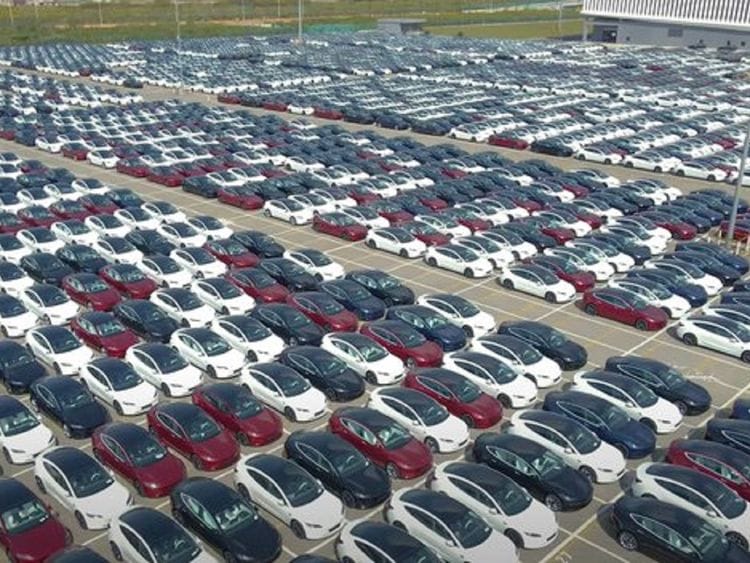 Tesla EV ready for delivery to customers
