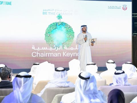 Awaidha Murshed Al Marar, Chairman of Abu Dhabi Department of Energy (DoE), launching the Outlook at a stakeholder gathering with key players in Abu Dhabi on Wednesday night