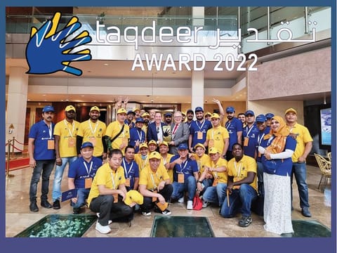 Workers from one of the winning companies gather at the 2022 award cycle of Taqdeer Award. Picture usef for illustrative purposes only.