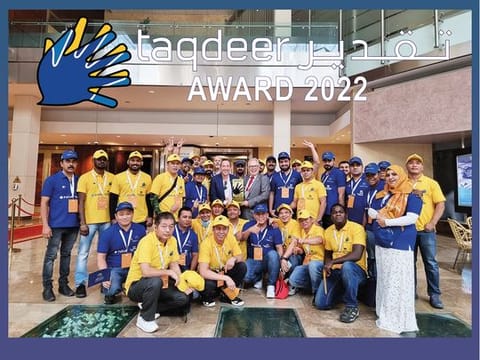 Workers from one of the winning companies gather at the 2022 award cycle of Taqdeer Award. Picture usef for illustrative purposes only.