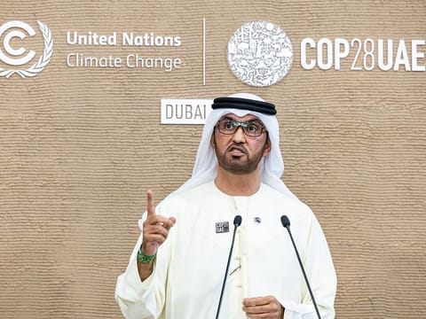 COP28 President Dr Sultan Al Jaber on Sunday at Expo City Dubai
