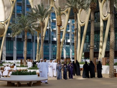Visitors at Green zone of COP28 at Expo City Dubai.