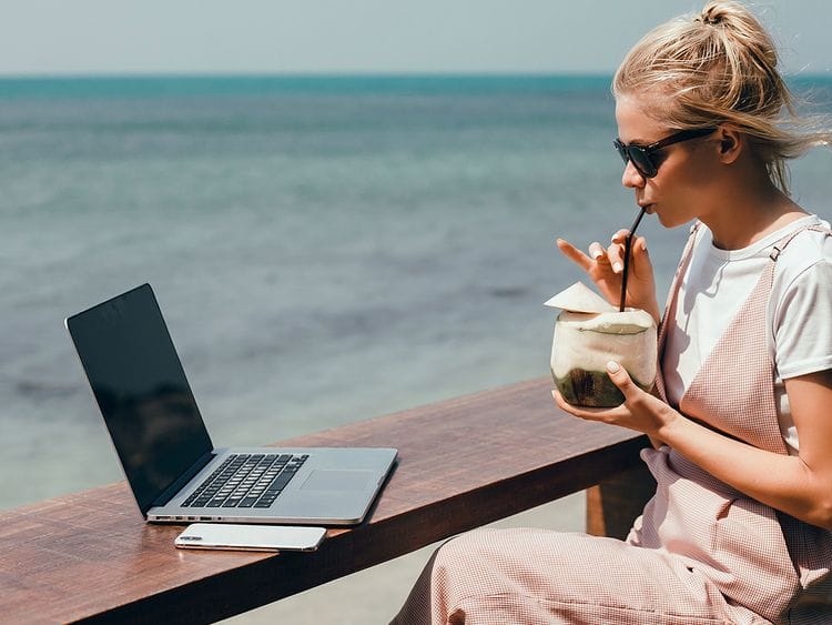 travel laptop stock