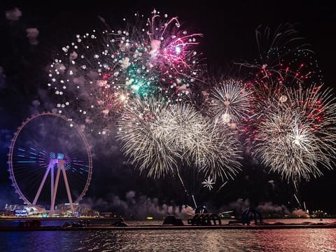 New Year's Eve fireworks at BlueWaters Island. 