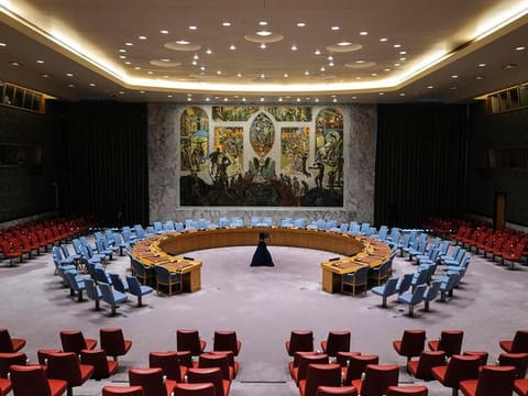 The Security Council Chamber is pictured at UN headquarters in New York City 