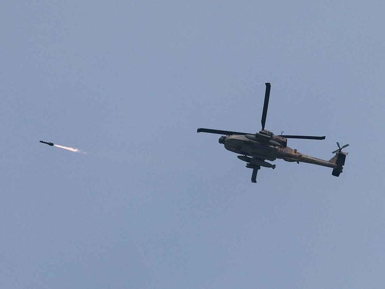 An Israeli military Apache helicopter