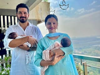 First look: Former ‘Big Boss’ winner Rubina Dilaik and TV actor Abhinav Shukla drop photo of twin girls 