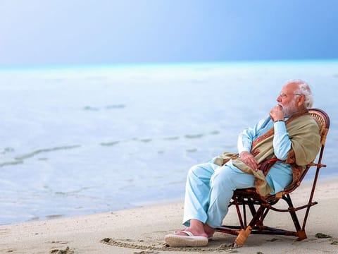 India's Prime Minister Narendra Modi on a trip to Lakshadweep  