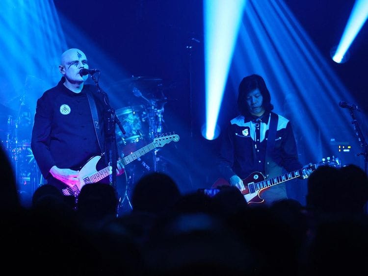 Billy Corgan and James Iha of The Smashing Pumpkins perform 