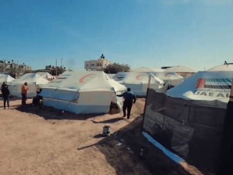 Still from video posted by ERC on its X account showing a section of the camp 
