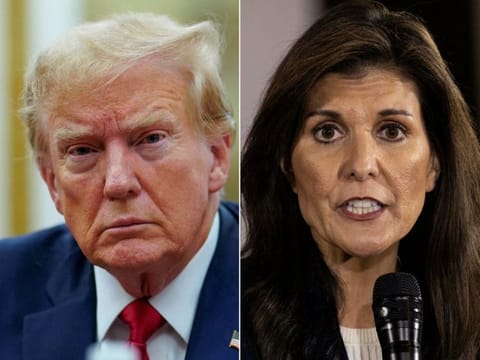 US President Donald Trump (left) and  Nikki Haley. The contest between Trump and Haley is expected to be closer than the result in Iowa last week.