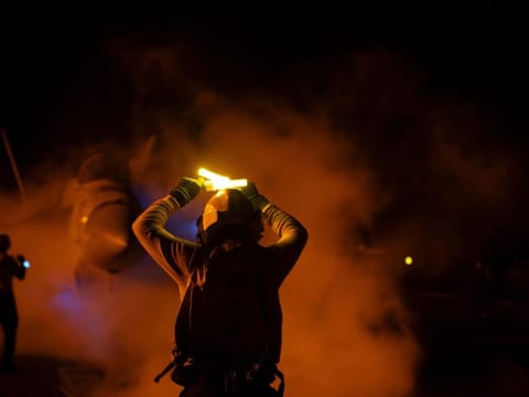 US Central Command forces alongside UK Armed Forces, and with the support from Australia, Bahrain, Canada, and the Netherlands, conduct strikes on 8 Al Houthi targets in Iranian-backed militant-controlled areas of Yemen on January 22, 2024..  