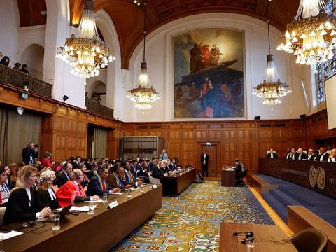 Judges at the International Court of Justice (ICJ) in The Hague, Netherlands