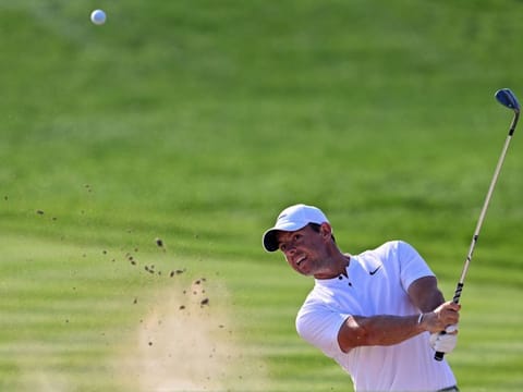 Rory McIlroy of Northern Ireland in action during the Hero Dubai Desert Classic on the Majlis Course at the Emirates Golf Club in Dubai.