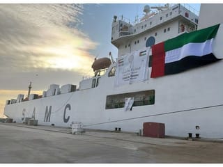 Second UAE aid ship sets sail from Fujairah for Gaza with 4,544 tonnes of relief supplies