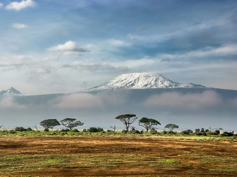 View of Mount Kilimanjaro from Amboseli National Park, Kenya.