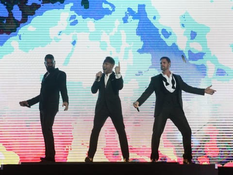 Boyzone members Ronan Keating, Shane Lynch and Keith Duffy.