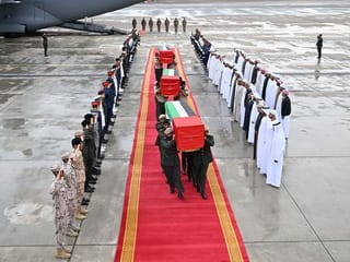 Bodies of four UAE Armed Forces’ martyrs arrive in Abu Dhabi