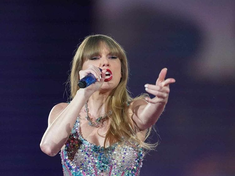 Taylor Swift performs as part of the "Eras Tour" at the Tokyo Dome, on Feb. 7, 2024, in Tokyo. 