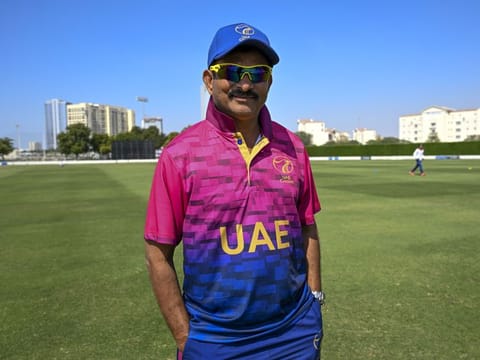 Lalchand Rajput, UAE Head coach, during a practice session at the at ICC Academy in Dubai on Tuesday. 