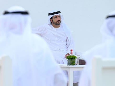 Sheikh Hamdan bin Mohammed bin Rashid Al Maktoum, Crown Prince of Dubai and Chairman of The Executive Council of Dubai, during the talk at Za’abeel Majlis on Tuesday