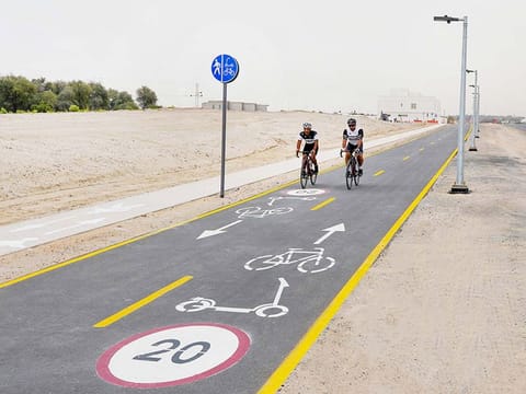 A 20km/h limit is set on cycling tracks shared with pedestrians within urban areas