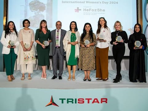 Speakers, panelists and the host of the 2nd Tristar International Women's Day with Group-CEO Eugene Mayne and his wife Joan