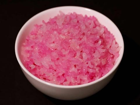 Hybrid beef rice, elaborated using cow muscle and fat stem cells, is set on a table in Seoul. 