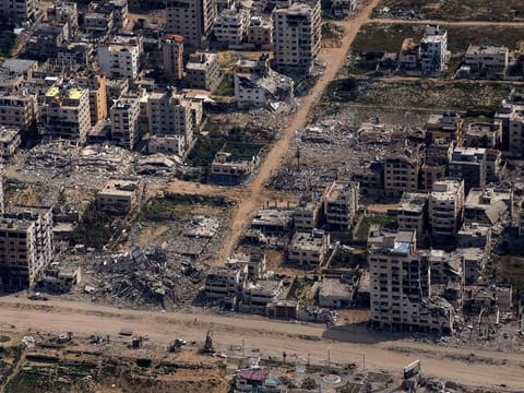 Destroyed buildings in the Gaza Strip