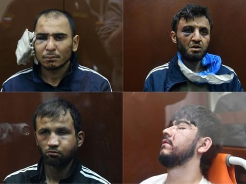  (Clockwise from top left) Saidakrami Murodalii Rachabalizoda, Dalerdjon (alternatively spelled Dalerdzhon) Barotovich Mirzoyev, Muhammadsobir Fayzov and Shamsidin Fariduni suspected of taking part in the attack of a concert hall that killed 137 people.