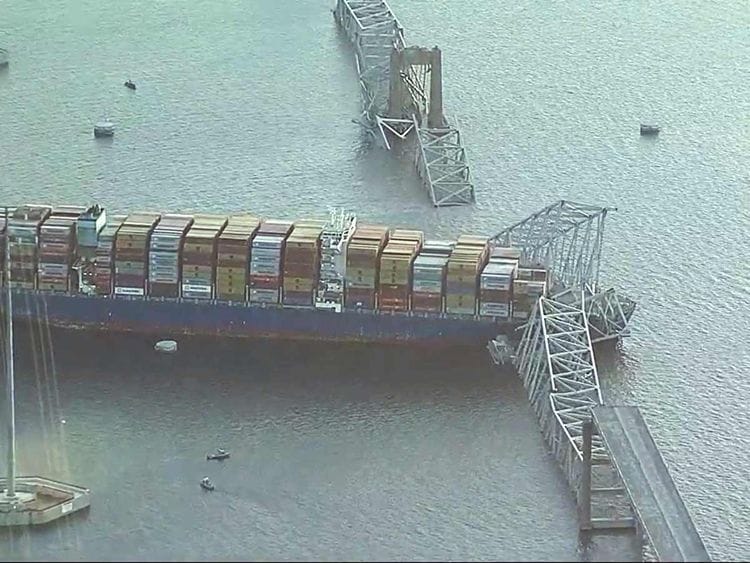Parts of the Francis Scott Key Bridge
