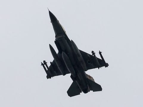 An Israeli Air Force fighter jet flying over the border area with south Lebanon   