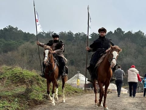 A ceremonial reception before the live show on the sets of the Turkish television series Dirilis: Ertugrul and Kurulus: Osman.
