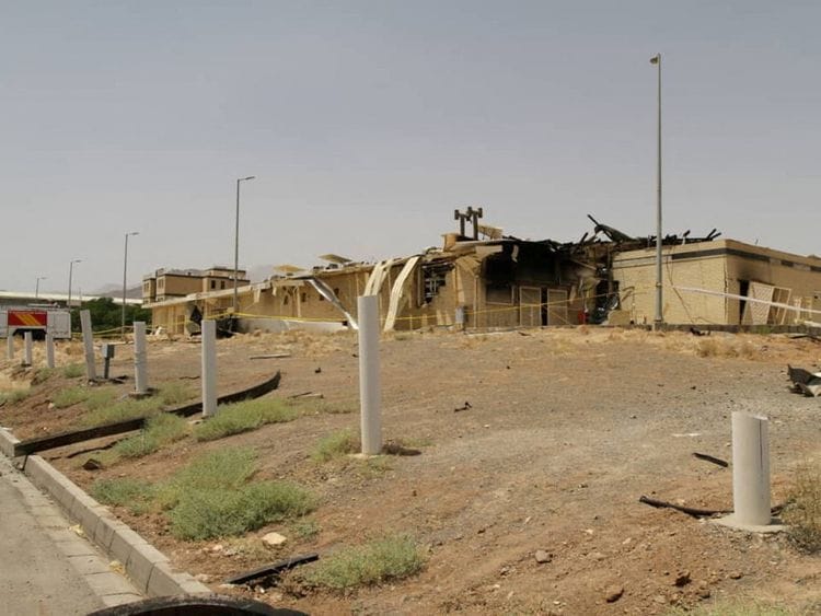 A view of a damage building after a fire broke out at Iran's Natanz Nuclear Facility, in Isfahan, Iran, July 2, 2020.