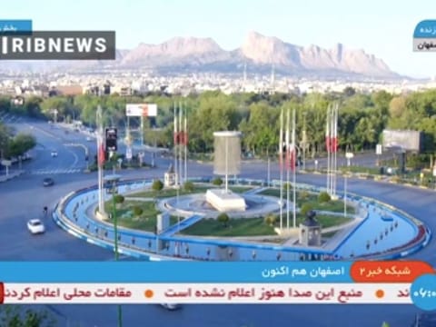 A handout image grab made available by the Iranian state TV, the Islamic Republic of Iran Broadcasting (IRIB), shows what the TV said was a live picture of the city of Isfahan early on April 19, 2024, following reports of explosions heard in the province in central Iran. Nuclear facilities in Isfahan were reported to be "completely secure", Iran's Tasnim news agency reported, citing "reliable sources". 