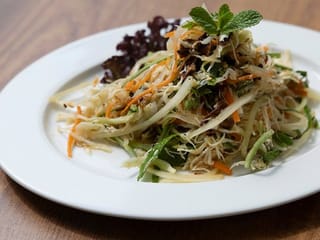 Mushroom cabbage salad with freshly made Nuoc Cham sauce
