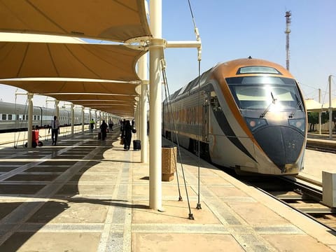 A railway station in Riyadh. The high-speed train planned between Riyadh and Kuwait will travel around 500km in 100 minutes.