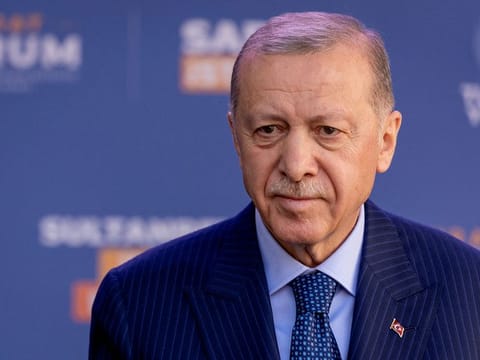 Turkish President Tayyip Erdogan addresses his supporters ahead of the local elections in Istanbul, Turkey, March 29, 2024. Turkey has said it will not resume trade with Israel until a permanent ceasefire and humanitarian aid are secured in Gaza. 
