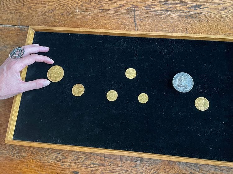 Seven coins dating back from the late 16th and 17th century
