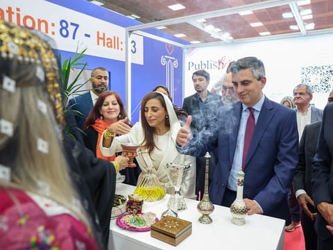 Sheikha Bodour bint Sultan Al Qasimi and Christos Diman, the Deputy Minister of Culture in Greece during the inauguration of Thessaloniki International Book Fair in Greece.