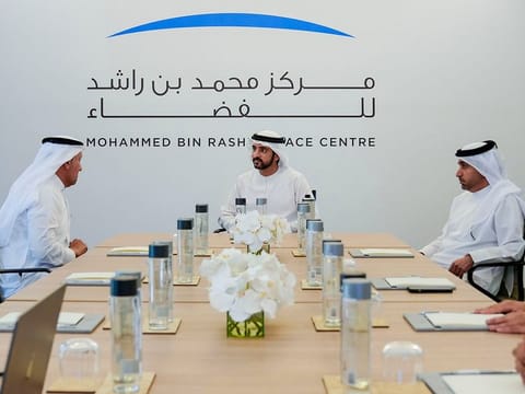 Sheikh Hamdan bin Mohammed bin Rashid Al Maktoum chairing the meeting on Sunday at MBRSC in Dubai